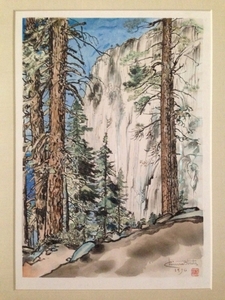 Chiura Obata - "Eagle Peak Trail" - Color woodblock - 16" x 11 1/2"